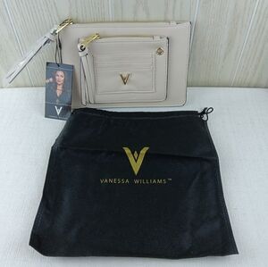 Vanessa Williams Lush Zip Pouch off-white 9in x 6 in bag clutch bag